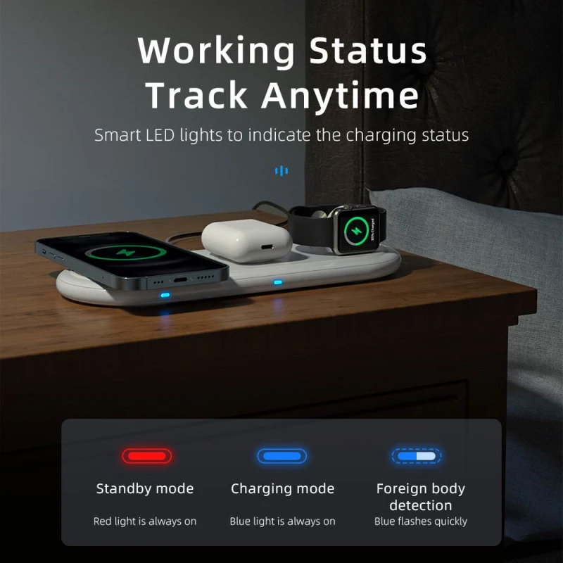 

Essager 3 In 1 Qi 15W Fast Wireless Charger For IPhone 12 11 Pro Xiaomi Samsung Charging