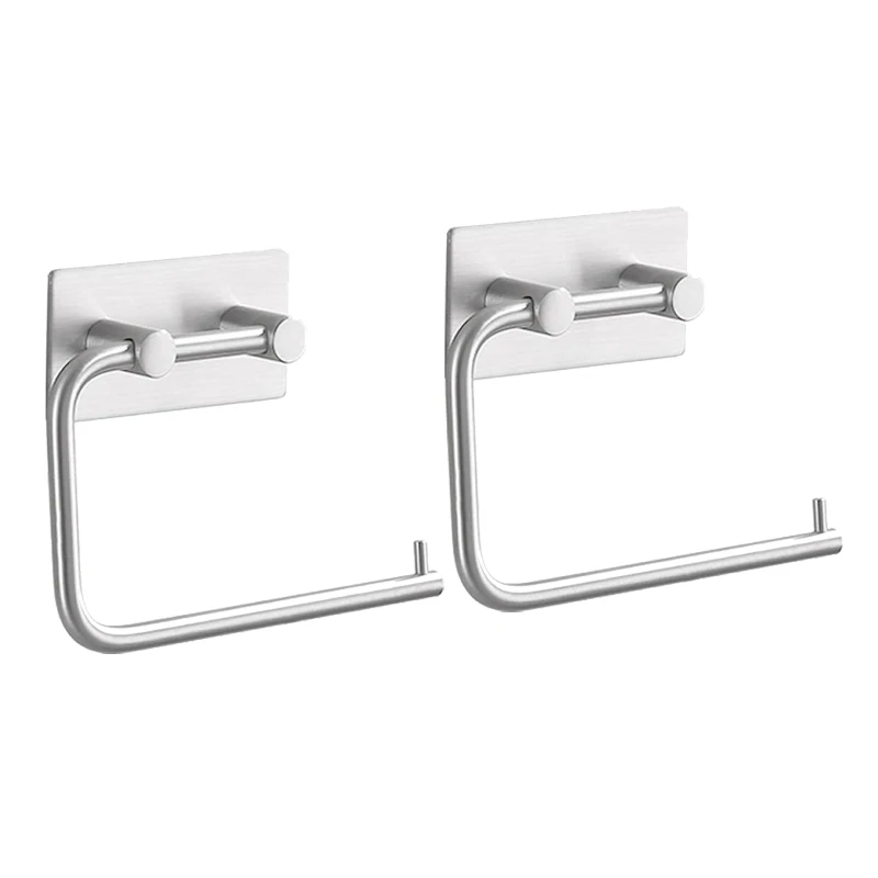 

2 Pack Stainless Steel Tissue Rack Toilet Paper Roll Holder Paper Towel Holder Hangers Punch-Free Viscose Towel Rack