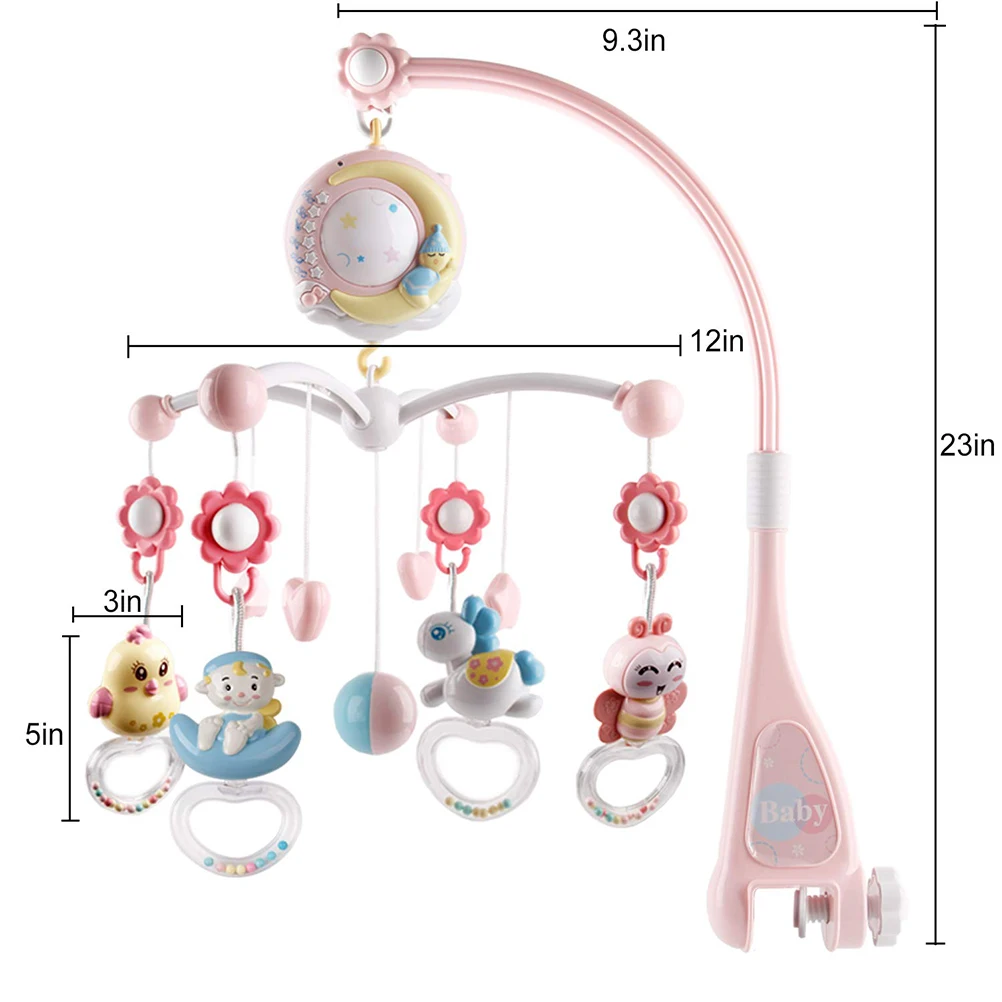 Детская музыкальная прикроватная игрушка погремушка с животными мобильная