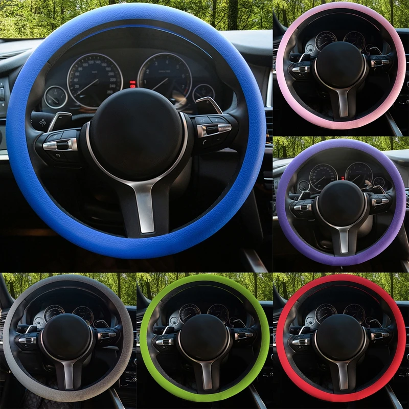 

Fashion Silicone Car Steering Wheel Cover Four Seasons Universial Anti-slip Auto Steering Wheel Decorative Protector Case 38cm