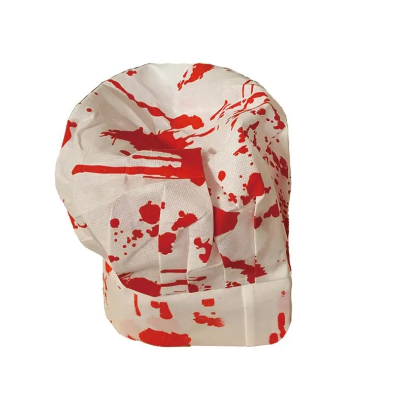 

2pcs Nonwovens Halloween blood aprons Chef Hat Halloween costumes Bloodstained apron