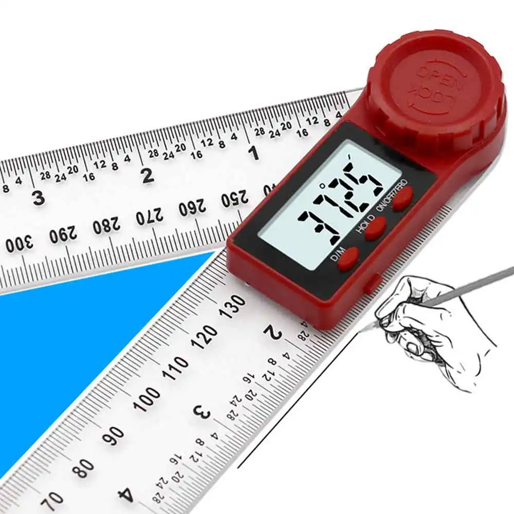 Digital Protractor Inclinometer Goniometer Level Measuring Tool Stainless Steel Angle Ruler Electronic Gauge 0-200mm | Инструменты
