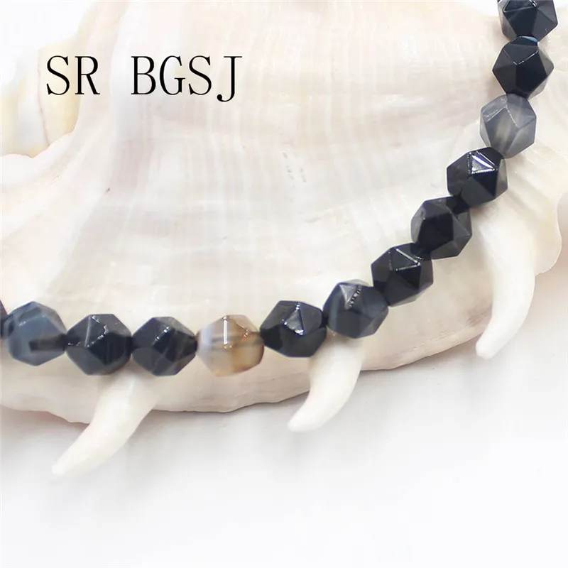

Free Shipping BGSJ 8mm Wholesale Faceted Round Polygonal Black Onyx Agate Natural Gemstone Stone Beads Strand 15"