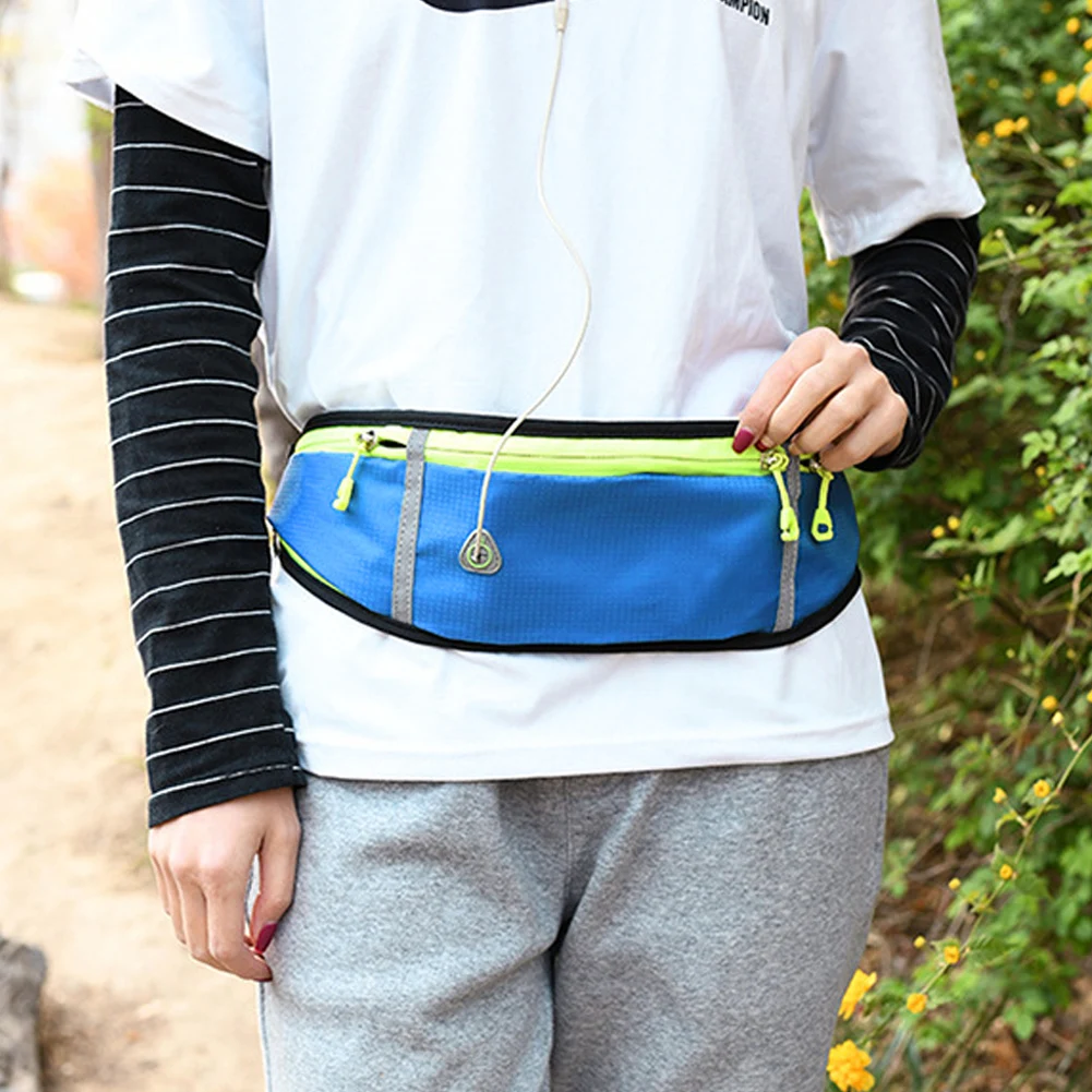 

Women Men Outdoor Zipper Running Belt For Mobile Phone Foldable Waterproof Waist Bag Elastic Gym Earphone Hole Adjustable Strap