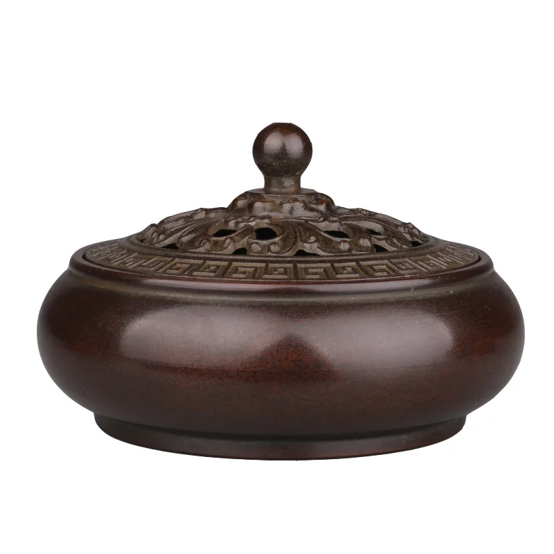 

Antique Portable Incense Burner House Hollow Indoor Copper Creative Incense Burner with Lid Holder Incensario Home Decor 60AA01