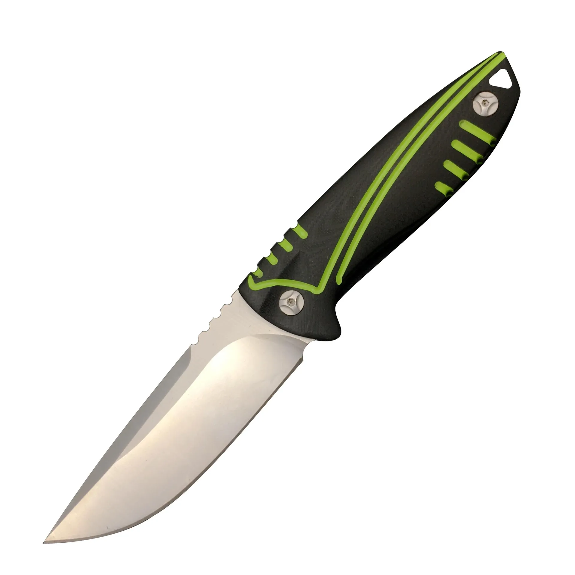 Зеленый маленький охотничий нож с фиксированным клинком 7CR17MOV лезвие G10 ручка