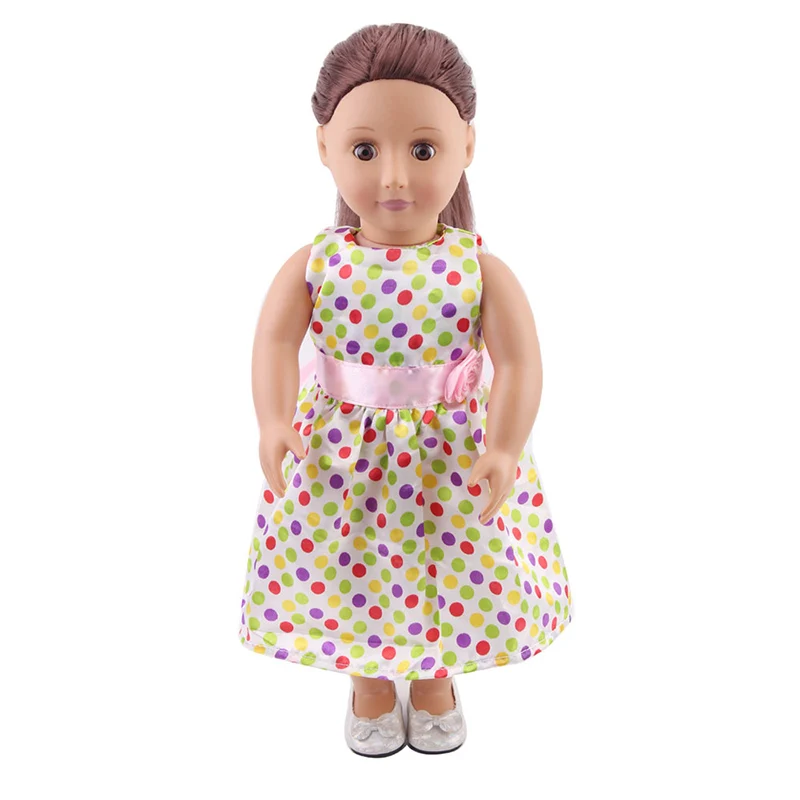 

18 Inch American Doll Girls Polka Dot Princess Dress Newborn Baby Skirt Toys Accessories Fit 40-43 Cm Boy Dolls Gift c151