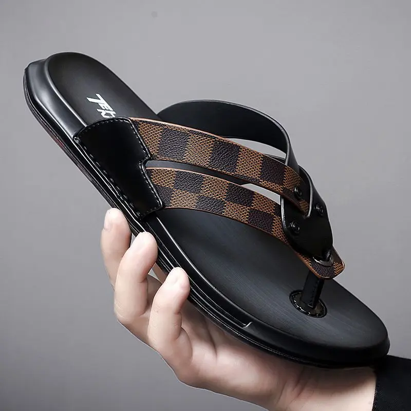 WEH/мужские шлепанцы из натуральной кожи Летние повседневные уличные легкие