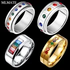 Обручальное кольцо из нержавеющей стали с радужным кристаллом для мужчин, женщин, геев и лесбиянок