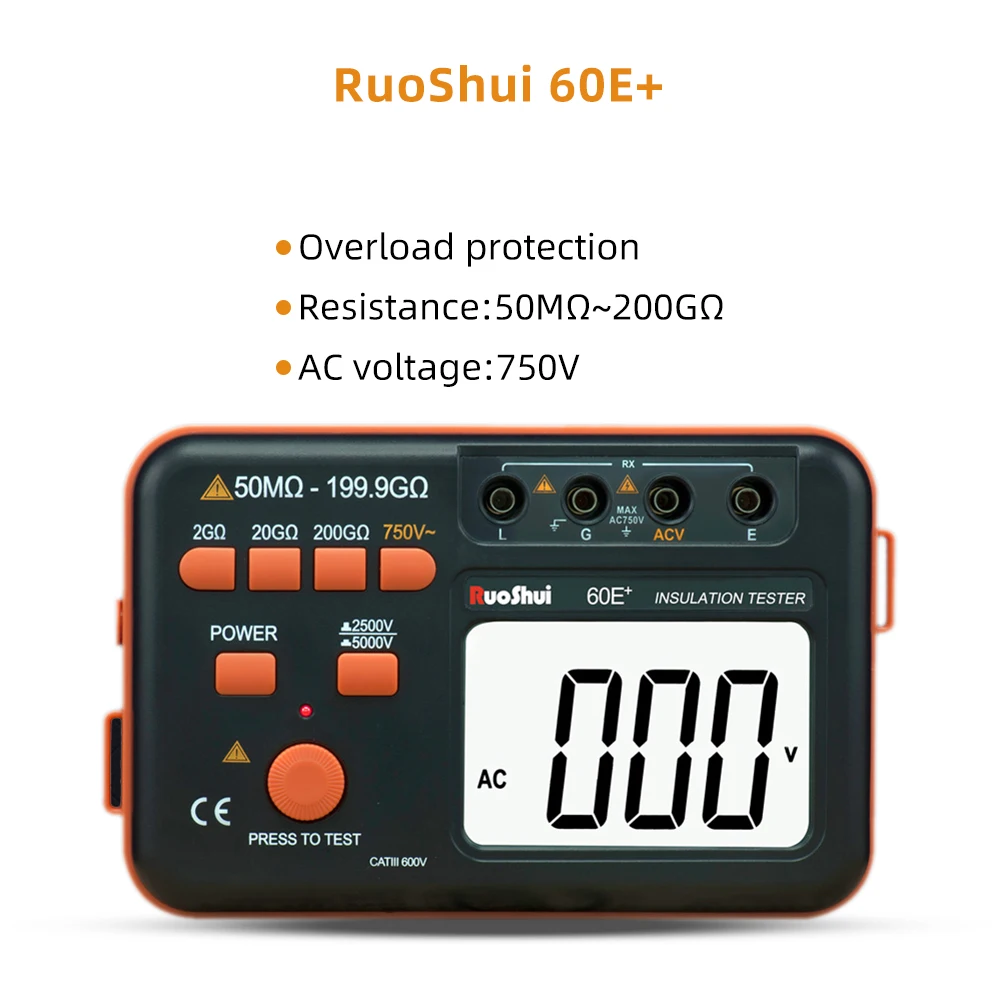 Цифровой изоляционный тестер короткого замыкания RuoShui VC60E измеритель