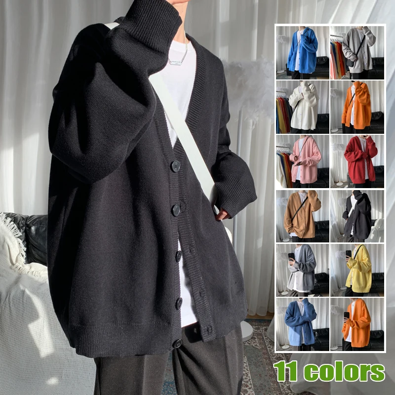 

Fall 2021 Men's New Product Pure Color Cardigan Men's Trendy Tide Brand Sweater Jacket