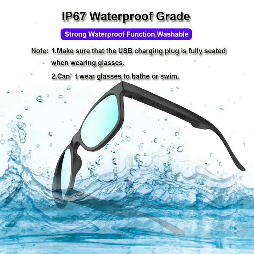 구매 GL01 블루투스 스마트 안경 뼈 전도 안경 IP67 방수 블루투스 헤드셋 선글라스 푸른 빛 증거 안경
