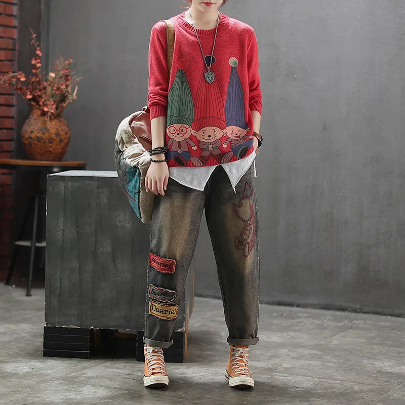 Осенне-зимний свитер женские вязаные пуловеры в стиле ретро новинка 2019 топы с