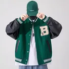 Куртка-бомбер HOUZHOU мужская с пушистыми вставками, уличная одежда в стиле хип-хоп, бейсбольная куртка в стиле пэчворк, осень