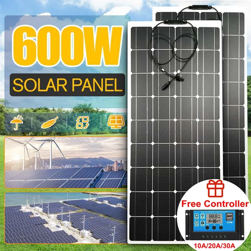 Солнечная панель 18 в 300 Вт 600 ПЭТ Гибкая солнечная система комплект солнечных