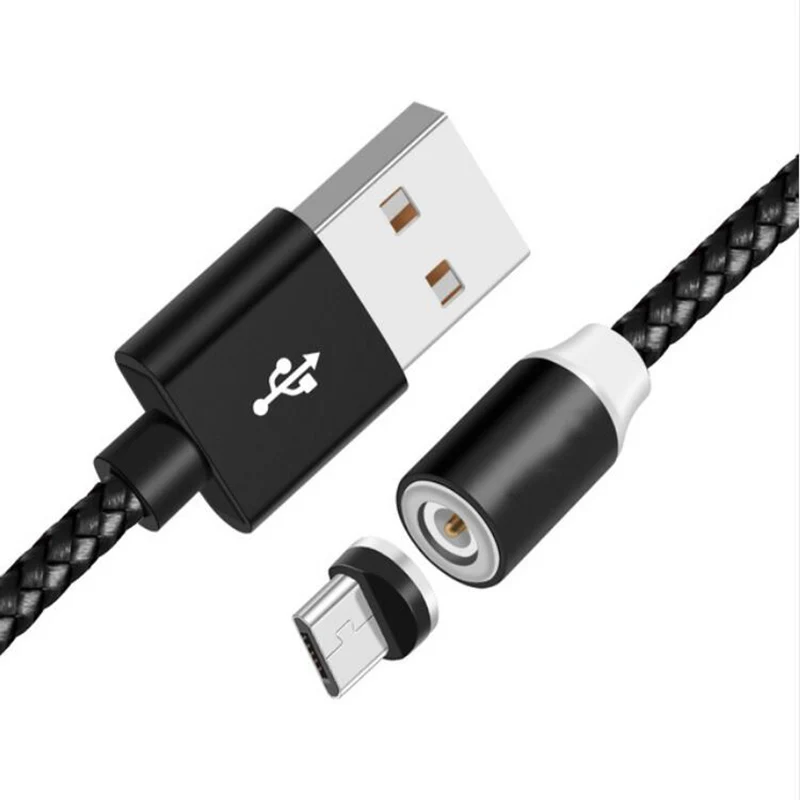 Black for Micro 360 СВЕТОДИОДНЫЙ Магнитный зарядный кабель для iPhone XR XS MAX X 8 7 6 6S Plus, магнитное зарядное устройство для мобильного телефона, кабель Micro USB C, провод типа C - Тип штекера: Black for Micro