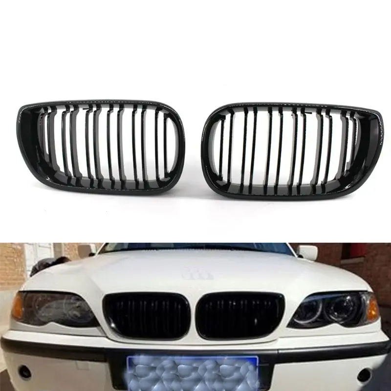 2 шт. глянцевый черный Передний гриль в форме почки для BMW E46 3 серии 4 двери 318I 320I 325I