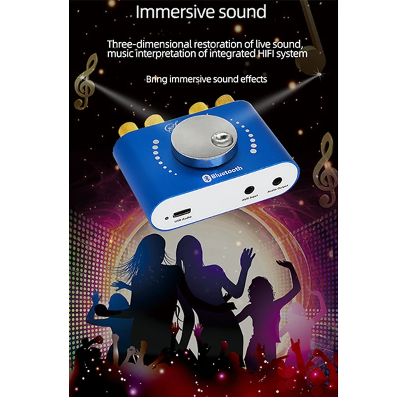 

Mini Bluetooth Power Amplifier Wireless Audio Receiver with Power Supply 12V/24V 5A with AUX/USB/Bluetooth Input