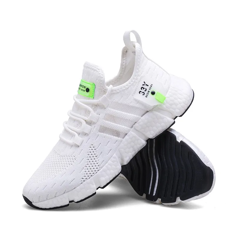 

Women and Men Casual Sneakers White Shoes Three Bars Air Mesh Light Sole Comfortable Sports Shoes Breathable for Running Shoes