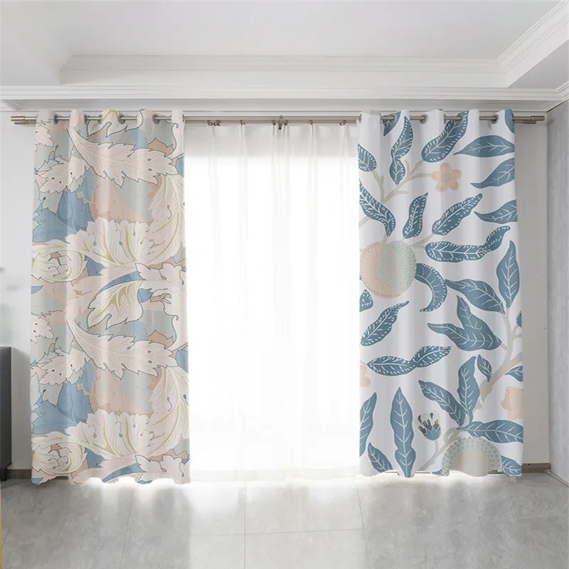 

NYAA Lily Curtains for Living Room Bedroom Modern Flowers Curtain Window Treatment White Drapes Home Decor