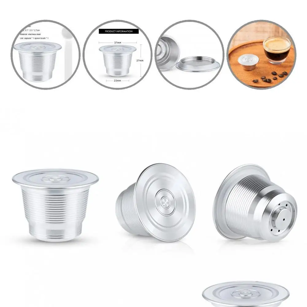 

Portable 1 Set Good Reusable Espresso Capsules Cup Supplies Silver Color Coffee Capsule Mug High Durability
