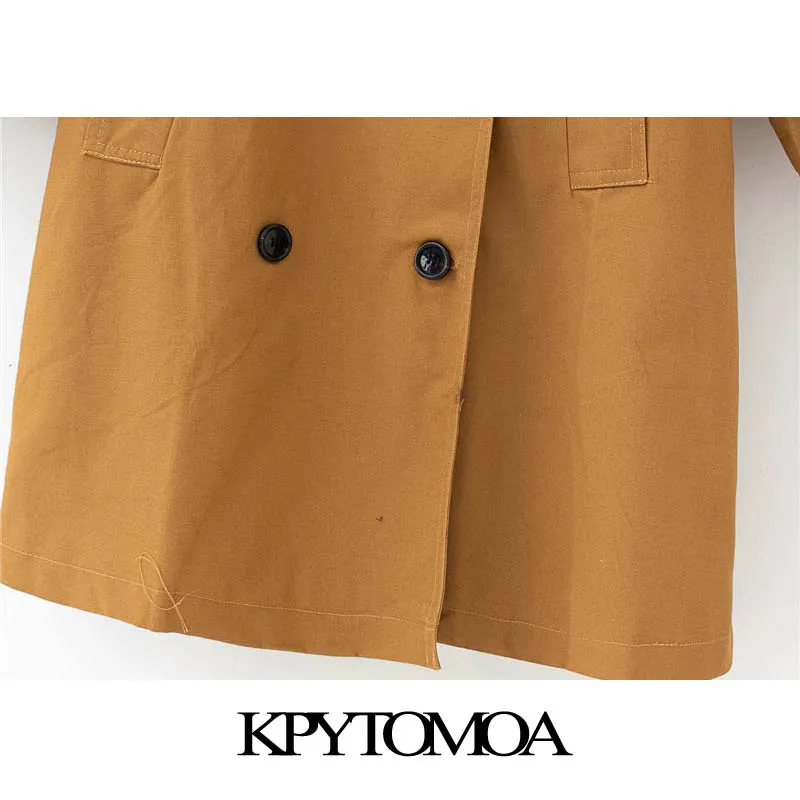 

KPYTOMOA Women 2020 Fashion Double Breasted Loose Trench Coat Vintage Long Sleeve Back Vents Female Outerwear Chic Tops
