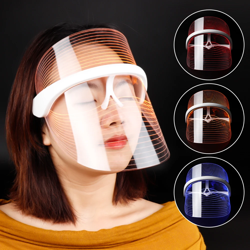 

3 цвета светодиодсветильник вая терапевтическая маска для лица фотонный инструмент против старения против акне и морщин удаление кожи подт...