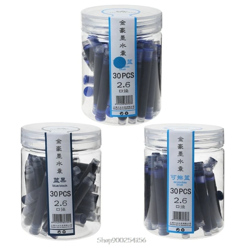 

30pcs Jinhao Universal Black Blue Fountain Pen Ink Sac Cartridges 2.6mm Refills School Office Stationery N24 20 Dropship