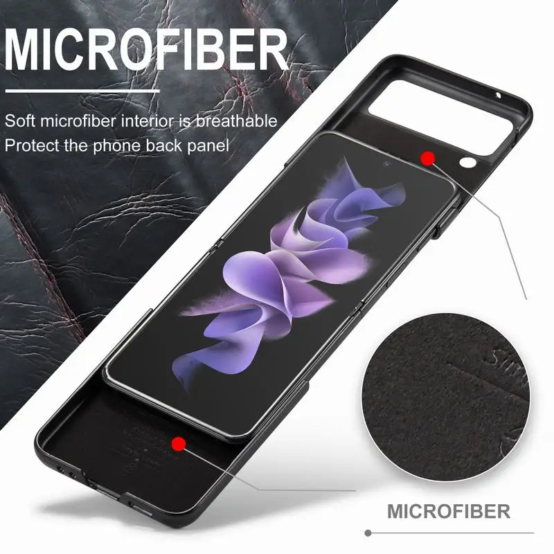 Cena Etui Na Telefon Do Samsung Z Flip 3 Okładka Pełna Ochronna Biznes Szczupła Skórzana Skóra Do Galaxy Z Flip 3 Etui Z Mikrofibry