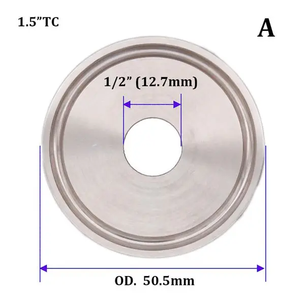 12.7mm Cutout 1," Tri Clamp(50,5 м OD) торцевая крышка с сварным отверстием санитарно 304 нержавеющая сталь Homebrew пиво и ремесло пивоварения фитинг - Цвет: 12.7mm Cutout