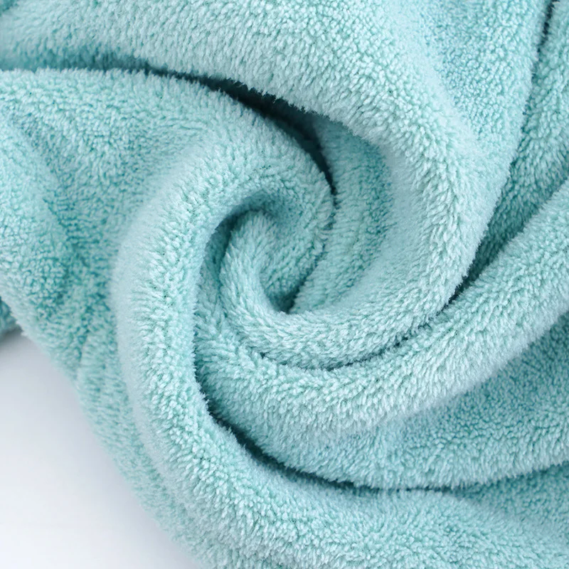 

Cute Rabbit Hair Towel Quick Drying Hair Wrap Towel Super Absorbent Soft Microfiber Towel Hair with Button Coral Velvet