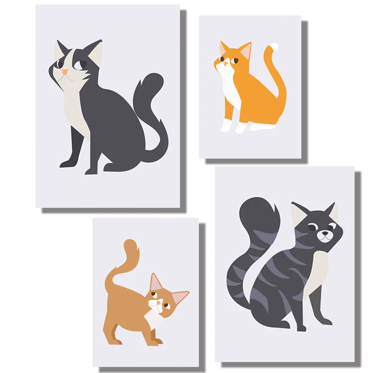 

Скандинавские картины с изображением кота и животных для девочек, розовые картины, декор для детской комнаты, фрески для ресторана, детская комната