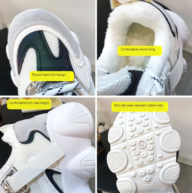 

2020 Vulcanize New Women's Sports Shoes Winter New Chunky Sneakers Plus Velvet Warm Female Designer Running Casual Shoe Woman