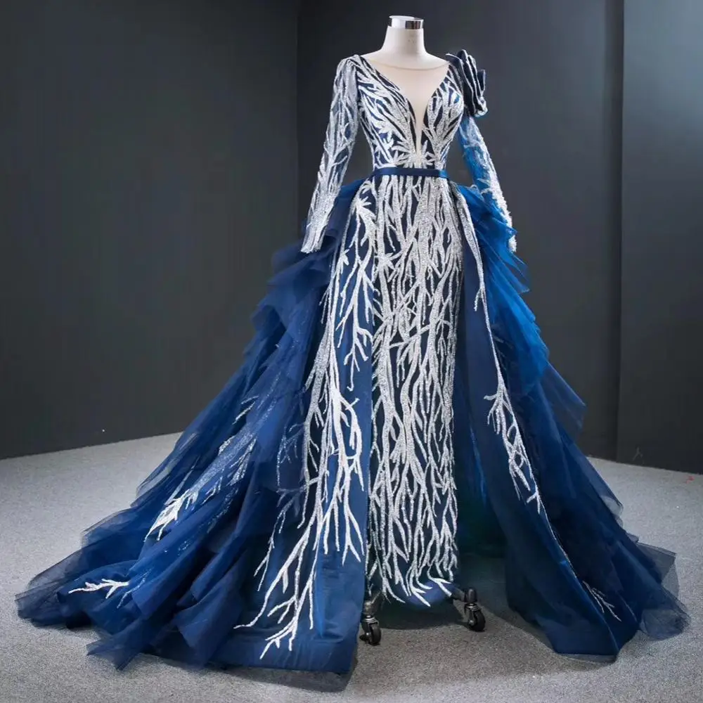 2020 One Shoulder Ball Gown Evening Dress Applique Beaded Sequins Feather Floor-Length Prom Dress Formal Dress Women Dress Dubai