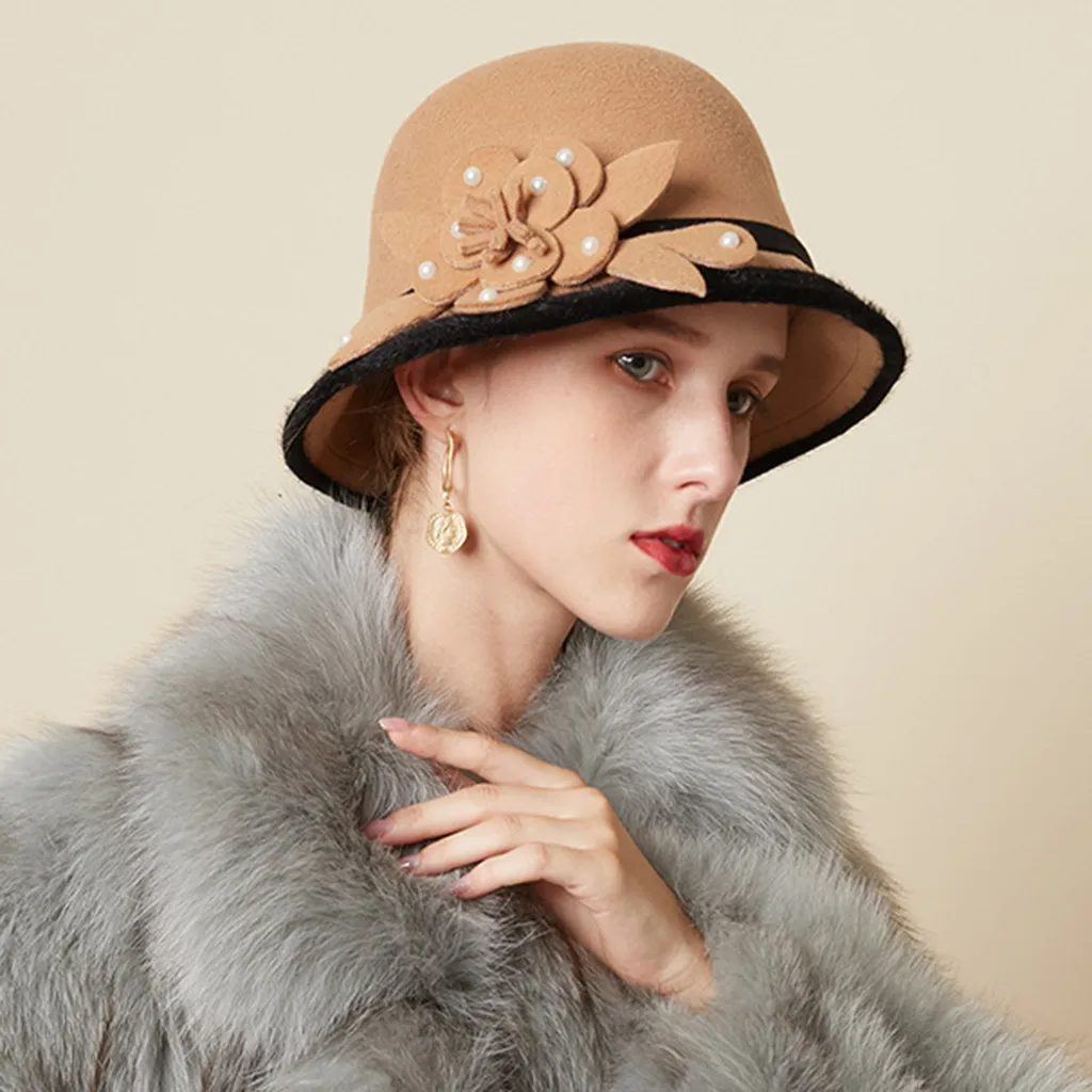 Женская шерстяная шляпа Элегантная черная для церкви свадебные модные головные