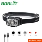 Налобный мини-фонарь BORUiT B33, светодиодный фонарь с ИК-датчиком движения, с 5-режимным зумом, перезаряжаемый, для охоты, рыбалки