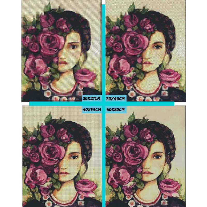 100% Full 5D Diy Daimond Painting Girl&ampFlower 3D Diamond Round Rhinestones Diamant Embroidery Decoration | Дом и сад
