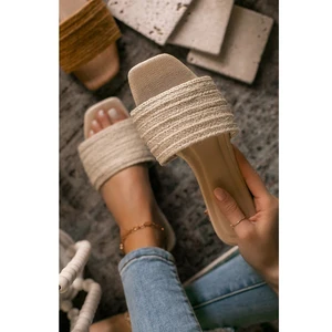 Fashion casual square head open toe twine 2021 summer new style flat-bottomed outdoor women's slippers