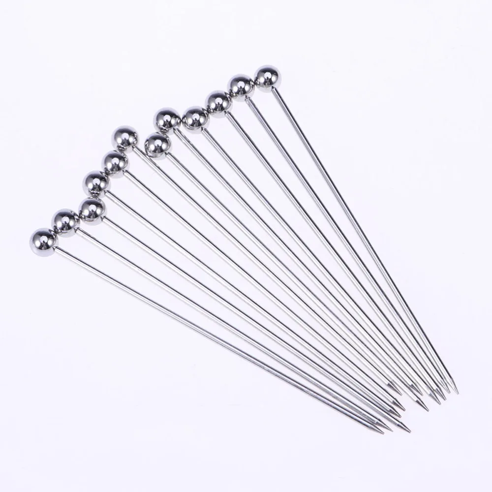 

Коктейльные палочки для напитков из нержавеющей стали, многоразовые бриллиантовые зубочистки, фрукты, серебро