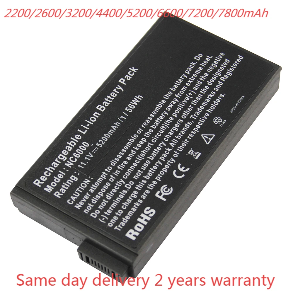5200мАч для аккумулятора ноутбука HP NC6000 COMPAQ Business Notebook NC6000-DD522AV B25 338669-001 4195818-292 DG105A PPB004A 18228 on.