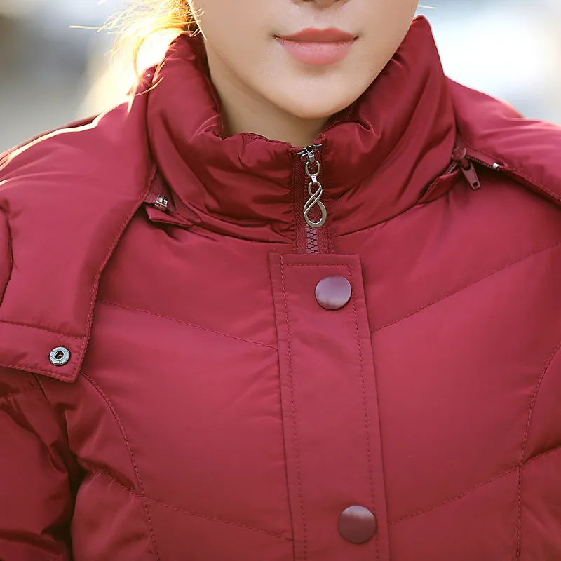 Новая зимняя парка на белом утином пуху женские куртки теплые толстые x-длинные