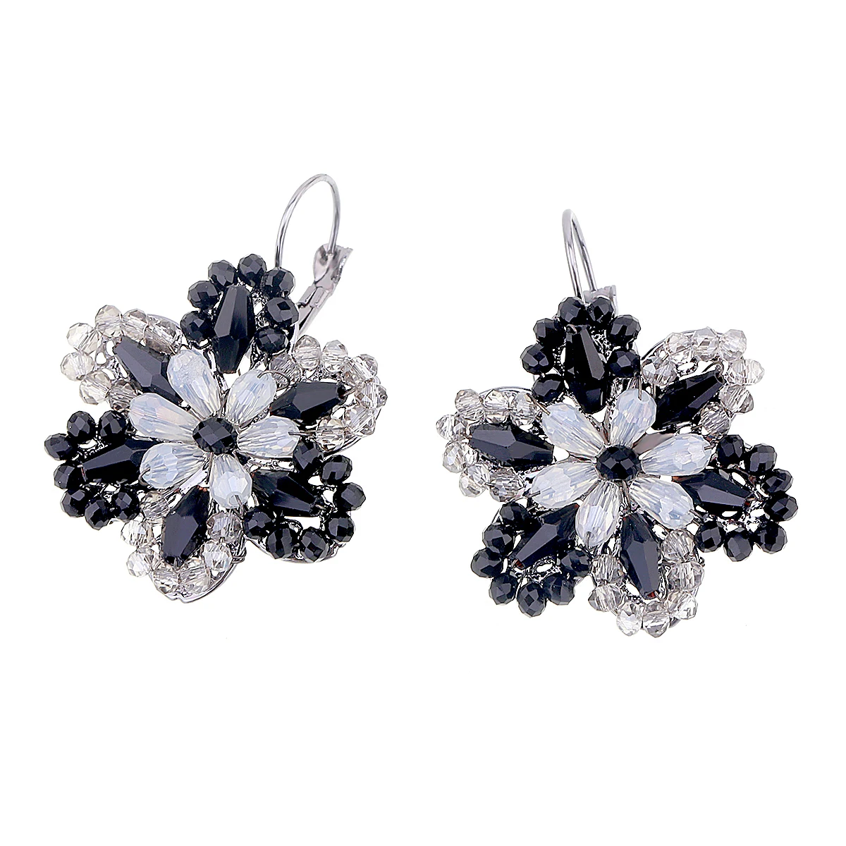 Женские серьги гвоздики с бусинами черного цвета|Серьги-гвоздики| |