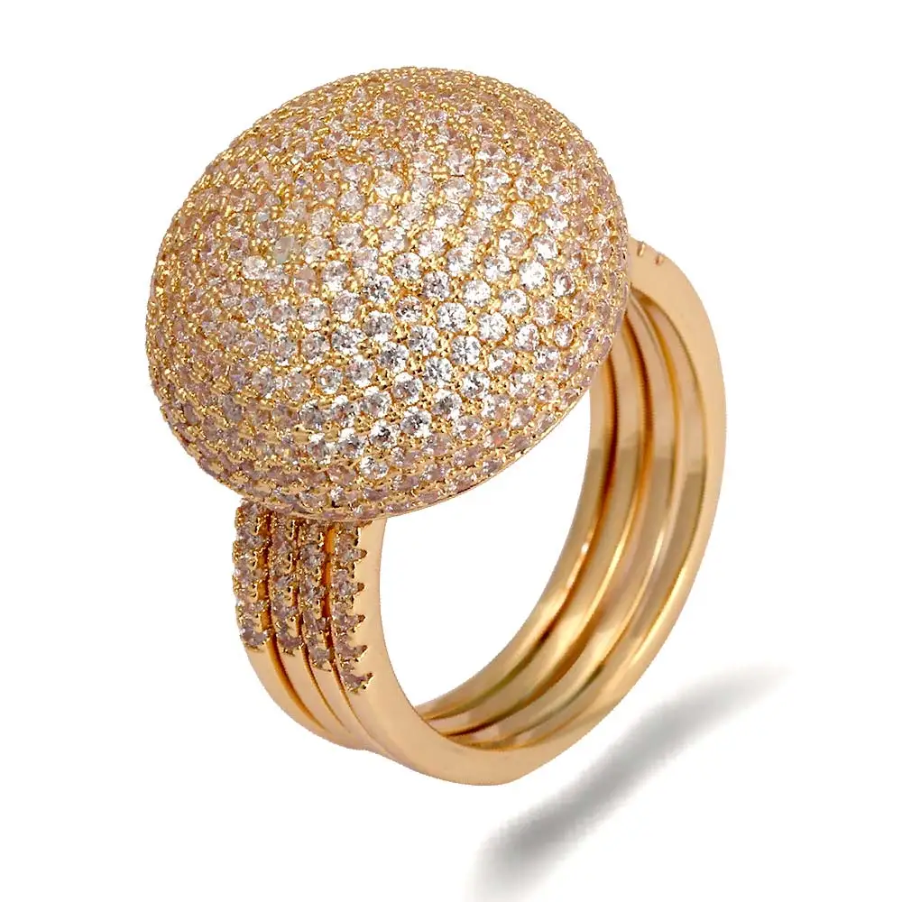 Роскошное женское кольцо TIRIM в форме хлеба с кубическим цирконием и