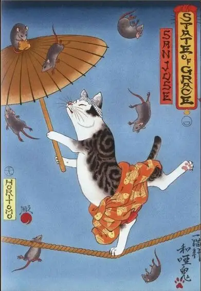 Ukiyoe фотообои с японским рисунком Шелковый плакат домашний Настенный декор 24x36