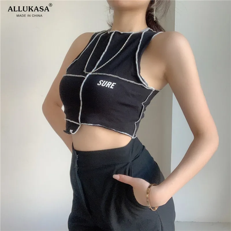 Топ женский в готическом стиле с круглым вырезом и буквенным принтом полоску