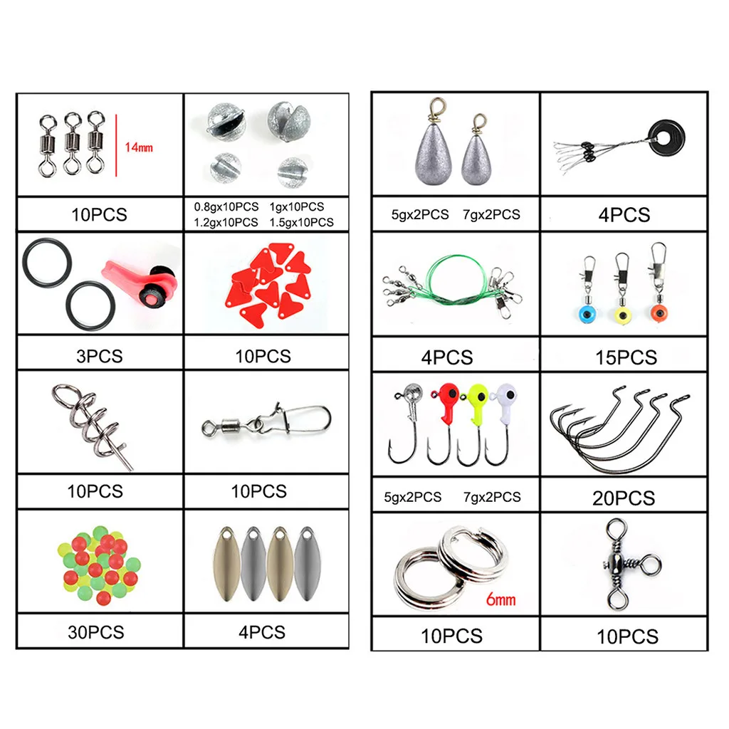 189 шт. включая джиг крючки рыболовные грузила высококачественные защелки с