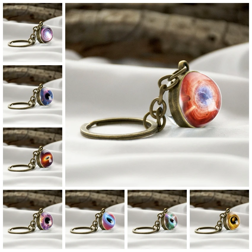 Галактика Туманность Вселенная мода автомобиль брелок Мода Двусторонняя Стекло