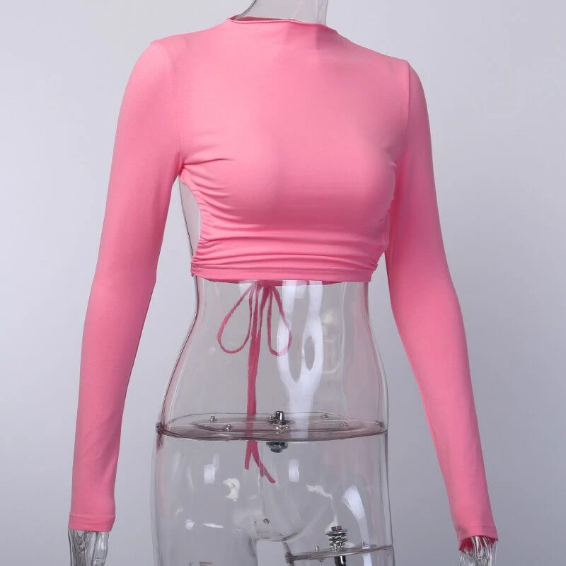 Женский укороченный топ с открытой спиной Meihuida белый Повседневный Топ длинным