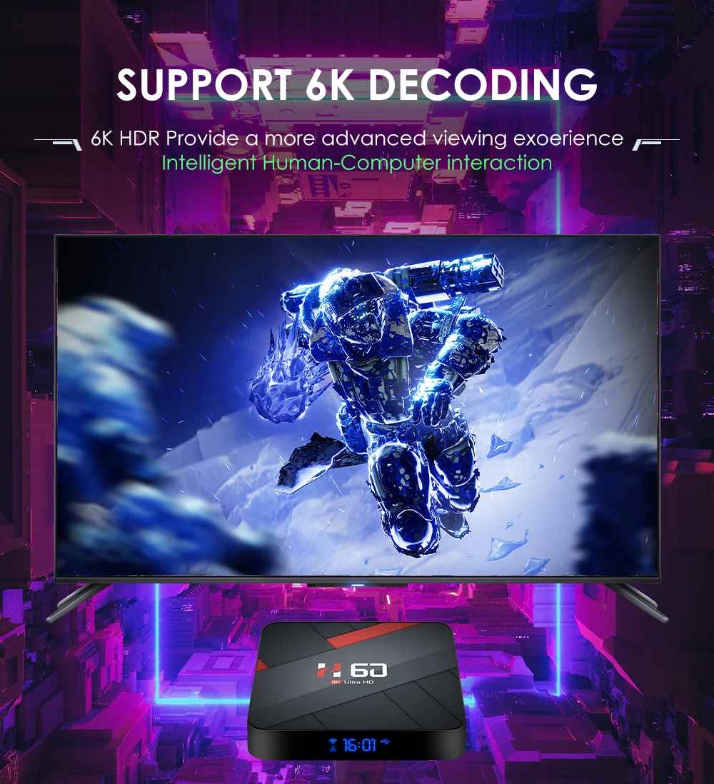 Android ТВ Box 10 4 Гб оперативной памяти 32 встроенной 64 ГБ 6K коробка H.265 Media Player 3D видео 2