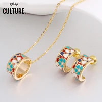 dubai fashion enamel jewelry sets for women costume elegant jewelry set girl necklace earring